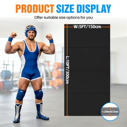 10' x 10' / 10' x 6.5' Martial Arts Mat, Foldable Wrestling & Grappling Mat with Thick XPE Foam, Non-Slip Home Gym Training Mat for BJJ, MMA, Judo & Fitness - size: 10ft*5ft