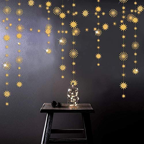 pinkblume Gold Star Party Decorations Kit Sparking Twinkle Star Garland Glitter Paper Streamer Banner for Birthday Wedding Bridal Baby Shower Nursery Kids Room Holiday Showcase Decorations Supplies - color: Gold Sparking