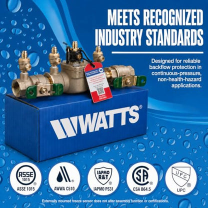 Watts LF007 Lead-Free Double Check Backflow Preventer Assembly 1" NPT - size: 1 Inch, style: With Freeze Sensor