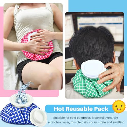 Honoson 4 Pack Reusable Ice Pack for Injuries, Ice Bags Hot Water Bag for Hot & Cold Pain Relief No-Leak Elastic Breathable for Muscle, Joint Pain Swelling, Sports & Home Use(Cute Style) - style: Cute Style