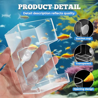 No Mess Aquarium Feeder, 2026 New Acrylic Clear Fish Tank Feeder with Suction Cup, Preventing Food Scattering (Square) - color: Square
