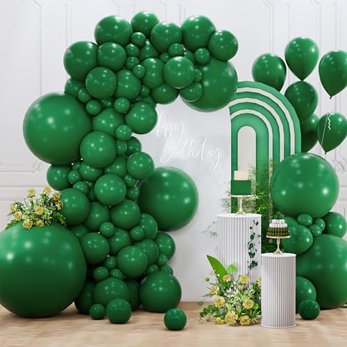 PartyWoo Dark Green Balloons 127pcs Different Sizes of 36 18 12 10 5 Inch Emerald Hunter Forest Green Balloon Arch Kit for Birthday Christmas Graduation Dinosaur Jungle Party Decorations Green-Y56 - color: Green-y56, size: PRO