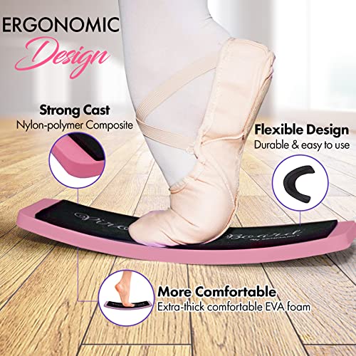 Zenmarkt Turning Board for Dancers, Cheerleaders, Gymnasts, Ice Skaters | Improve Turns, Balance & Stability — Ballet Pirouette Trainer, Figure Skating & Gymnastics Practice Board - color: Pink with Carry Bag