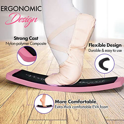 Zenmarkt Turning Board for Dancers, Cheerleaders, Gymnasts, Ice Skaters | Improve Turns, Balance & Stability — Ballet Pirouette Trainer, Figure Skating & Gymnastics Practice Board - color: Pink without Carry Bag