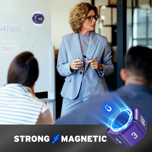 Printers Jack, Productivity Cube Timer, Visual Pomodoro Timer, Mute & Vibration & Adjustable Sound Alert, ADHD, for Office, Study, Work, 3/5/10/25/30/60min & Custom Countdown - Purple - color: Purple