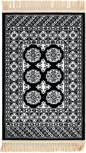 Rugs.com Bokhara Collection Rug – 2x3 Black and White Medium-Pile Rug Perfect for Entryways, Kitchens, Breakfast Nooks, Accent Pieces - color: Black and White, size: 2' x 3'