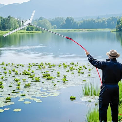 VEVOR Lake Weed Cutter, Pond Aquatic Plant Cutting Tool with 48 in Max. Cut Width, Sharp and Heavy-Duty Steel Blades, Pond Rake with 30 ft Throw Rope, for Cattail, Phragmites, Lilly Pads & Chara - size: 36-48in