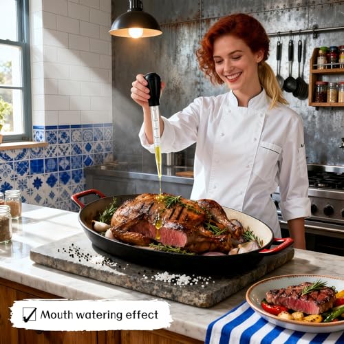 Premium Turkey Baster & Multi-Purpose Syringe, 30ml Heat Resistant Food Baster with Cleaning Brush for Kitchen, Aquarium, Marinade Injector, Basting, Oil Fuel Dispensing (Black) - color: Black