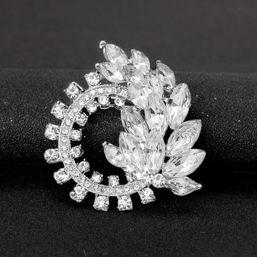 Ezing 4 Pieces Lot Large Big Silver Gold Plated Assorted Crystal Rhinestones Brooch Pins Set - color: F