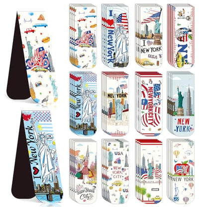 New York Magnetic Bookmark Gifts - Wxiben 48PCS City Travel Magnetic Bookmarks NYC Book Marks Magnets USA City Page Marker Clip for Women Book Lovers Traveler Students Teacher New York Souvenirs Gift - style: New York