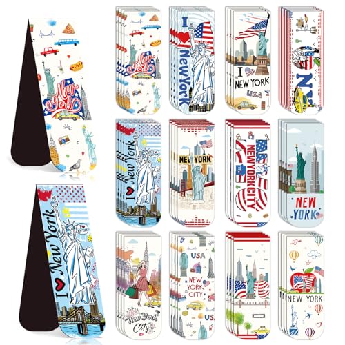 New York Magnetic Bookmark Gifts - Wxiben 48PCS City Travel Magnetic Bookmarks NYC Book Marks Magnets USA City Page Marker Clip for Women Book Lovers Traveler Students Teacher New York Souvenirs Gift - style: New York