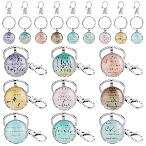 36 Pcs Christian Keychain Mini Bible Verse Keyring, Inspirational Religious Scripture Quote Gifts for Women Men, Bulk Supplies for Church Events & Holidays