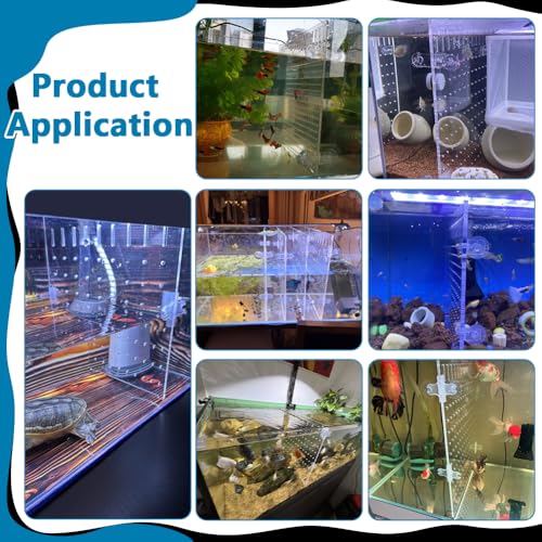 PH PandaHall Acrylic Fish Tank Divider Kit Clear Aquarium Divider Fish Tank Separator Set with Suction Cups Isolation Grid Board Flapper Dividing Net for Separating Fishes Accessories 11.8x9.8 inch