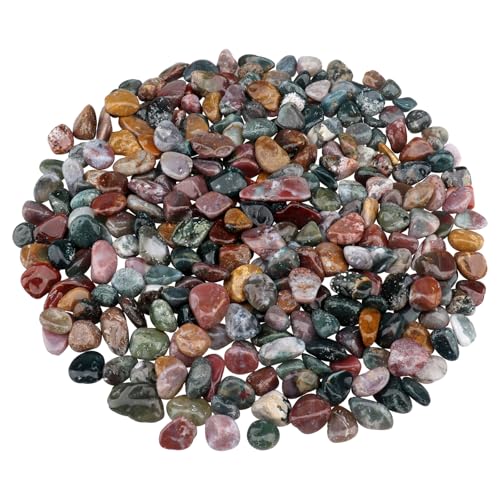 0.96LB Natural Pebbles Aquarium Decorative Crushed Stones Fish Tank Gravel Succulent Rocks Vase Filler Bulk Tumbled Polished Irregular Shaped - color: Ocean Jasper
