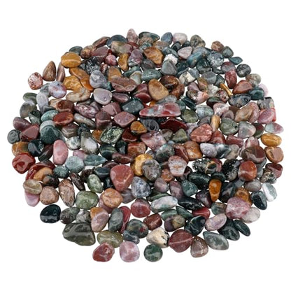 0.96LB Natural Pebbles Aquarium Decorative Crushed Stones Fish Tank Gravel Succulent Rocks Vase Filler Bulk Tumbled Polished Irregular Shaped - color: Ocean Jasper
