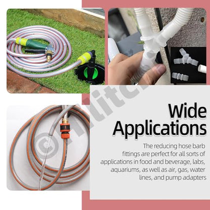 Hilitchi 48PCS 10 Sizes Plastic Hose Barb Fitting and 6 Sizes Nylon Strap Throat Hoop Assortment Kits M3.9-M19 Plastic Pipe Connectors Joint for Fuel Gas Liquid Air - style: No.3