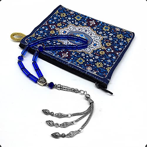 -Gentle Men Collection- Prayer Beads-Worry Beads-Tesbih-Tasbih-Tasbeeh-Misbaha-Masbaha-Subha-Sebha-Rosary (Blue Glass Prayer Beads -15 x 6mm 17 Beads) - color: Blue Glass Prayer Beads -15 x 6mm 17 beads
