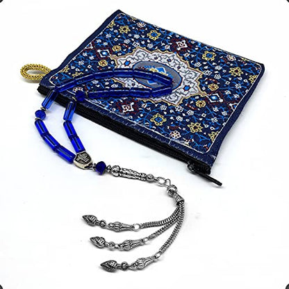 -Gentle Men Collection- Prayer Beads-Worry Beads-Tesbih-Tasbih-Tasbeeh-Misbaha-Masbaha-Subha-Sebha-Rosary (Blue Glass Prayer Beads -15 x 6mm 17 Beads) - color: Blue Glass Prayer Beads -15 x 6mm 17 beads