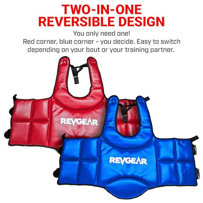 Revgear Muay Thai Reversible Chest Protector: Ideal Sparring Gear for MMA, Kickboxing, Taekwondo, Karate with Chest Armor and Boxing Body Protection - size: Small
