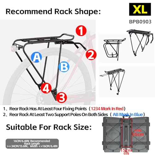 Rhinowalk Bike Pannier Bag for Bicycle Rear Rack Bag 22/40/50L Cycling Saddle Bag Luggage Storage Bag for Long Distance with Rain Cover - color: 50L