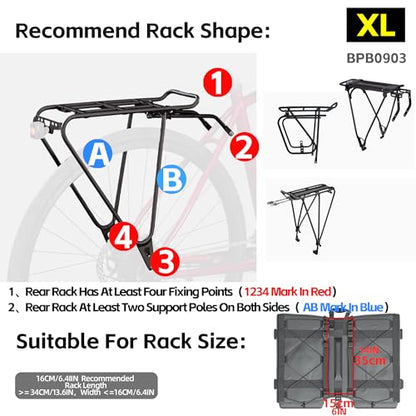 Rhinowalk Bike Pannier Bag for Bicycle Rear Rack Bag 22/40/50L Cycling Saddle Bag Luggage Storage Bag for Long Distance with Rain Cover - color: 50L