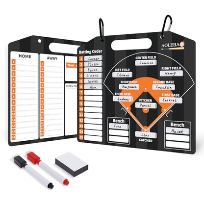 AOLEBA Baseball Lineup Board for Dugout,Dry Erase Magnetic Metal Baseball Clipboard for Coaches - style: Horizontal - Black