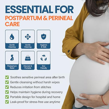 BumBum Expandable Bidet Bottle | Portable Handheld Travel Bidet for Freshness | Hygiene & Postpartum Care, Leak-Proof Design for Perineal Care | Ideal for Travel & Outdoor, 300ML Capacity - Black