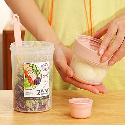 Fresh Salad to Go Container Set, 2022 Keep Fit Salad Meal Shaker Cup with Fork & Salad Dressing Holder, Portable Fruit Vegetable Salad Cup for Lunch
