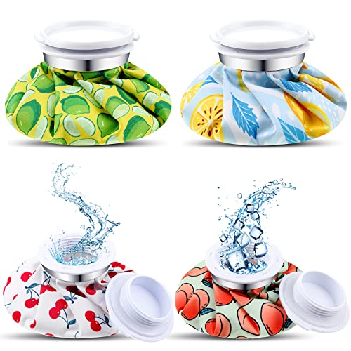Honoson 4 Pack Reusable Ice Pack and Hot Water Bag for Adults for Hot & Cold No-Leak Elastic Breathable Ice Bag(Cartoon Fruit Style) - style: Cartoon Fruit Style