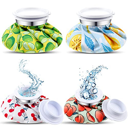 Honoson 4 Pack Reusable Ice Pack and Hot Water Bag for Adults for Hot & Cold No-Leak Elastic Breathable Ice Bag(Cartoon Fruit Style) - style: Cartoon Fruit Style