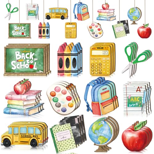 36 Pcs Back to School Ornaments for Tree Wooden Hanging Decorations - style: Fresh Back to School