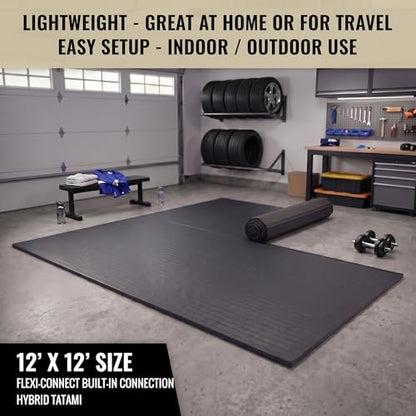 Dollamur 12'x12'x1-7/8" Home Mat, Tatami, FLEXI-Connect® - color: Charcoal Gray