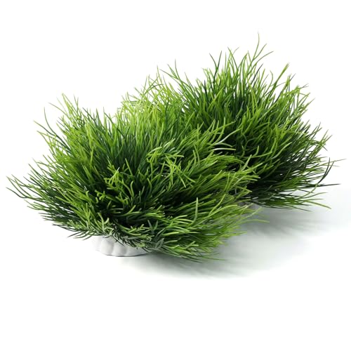 2Pcs Aquarium Plants Fish Tank, Natural Fake Aquarium Plants | 3.5Inch Fake Plants for Fish Tank, Plastic Artificial Plant, Waterscape Fish Hides Mini Grass Set for Fish Tank