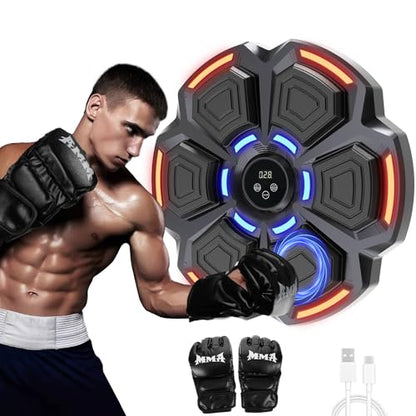 Music Boxing Punching Machine for Adults - 9 Modes & 9 Speeds, Bluetooth Music Punching Machine with Gloves, Electronic LED Boxing Training Equipment Wall Mounted,Home Indoor Workout Trainer Equipment