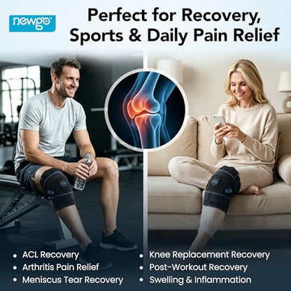 NEWGO Knee Ice Pack, 2-Hour Cold Therapy for Post-Surgery Relief | Reusable Wrap for Knee Replacement, Injuries, Swelling, and Post-surgery Recovery, Ideal for Sports Injuries