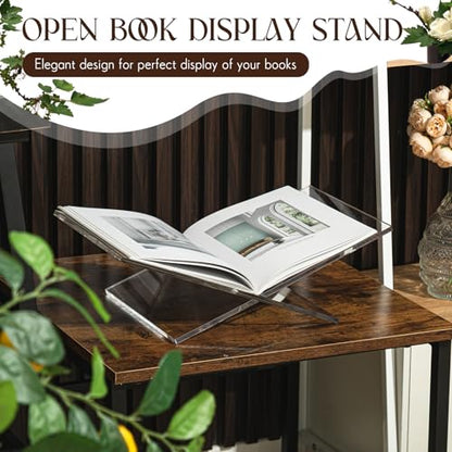 Large Acrylic Book Stands 15.8" x 9.5" x 5.4" Thicken Book Holder for Display Reading Open Coffee Table Stand for Cookbooks, Bible, Quran, Art, Magazines(Clear) - color: Clear