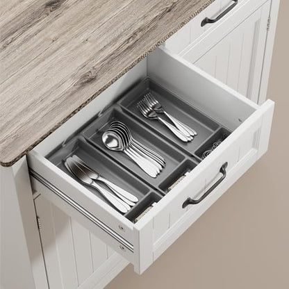 Bealife 32" Buffet Cabinet, Kitchen Island with Storage - Grey | Coffee Bar Cabinet with 2 Drawers and Adjustable Shelf, for Dining Room, Living Room, Entryway - color: Grey