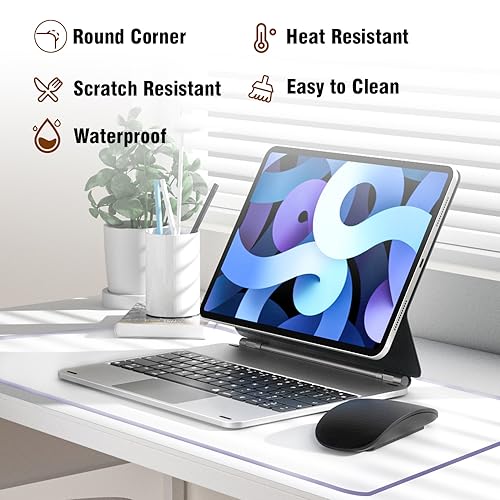 Desk Pad Blotter Mats Crystal PVC Vinyl Office Writing Desk Cover Pad Protective Clear Plastic Desk Mat for Home Laptop Computer Desktop Keyboard Pads Non-Slip 24x36 inich with Mouse Pad Waterproof - size: 24X36 inch