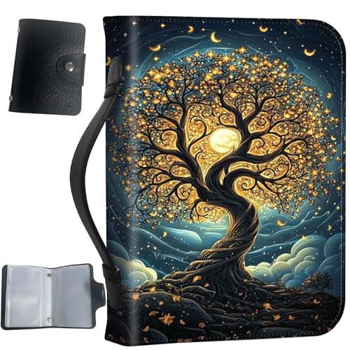 PU Leather Bible Cover with Handle & Pockets, Large Capacity Bible Case, Water-Resistant Scripture Organizer Bag with Bonus Card Holder, Christian Gift for Women & Men, Glowing Tree - color: Glowing Tree
