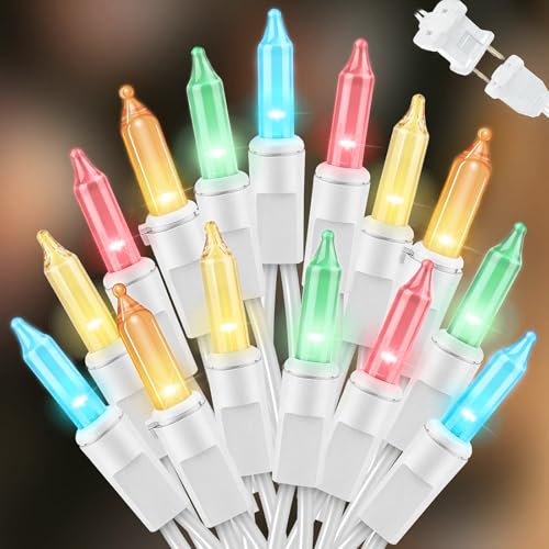 LAMPHOME 21.6ft 100 LED Easter String Lights, Plug-in Connectable Waterproof Outdoor Indoor Christmas Lights, White Wire Colorful Fairy Lights for Party Garden Decor - color: 100 Mini LED White Wire Multi