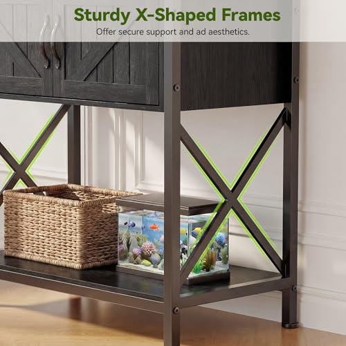 Petrova 20-29 Gallon Fish Tank Stand, Metal Double Aquarium Stand with Storage Cabinet, Heavy Duty 31.5" L* 16.54" W Tabletop, 330LBS Capacity, Grey - color: Dark Grey, size: 31.5" L x 16.5" W x 31.5"H