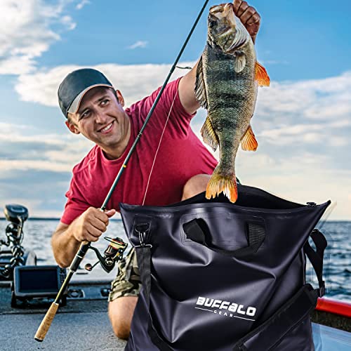 Fish Tournament Weigh in Bag for Bass Fishing, Heavy Duty Fish Bag for Caught Fish Waterproof,Leakproof,Puncture Resistant - color: Black-25×23in