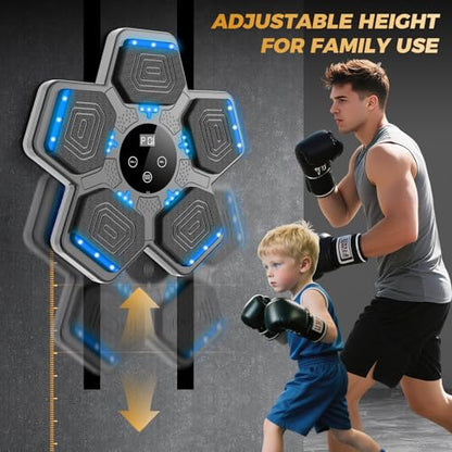 LOLBOX 2026 Music Boxing Machine for Adults and Kids, Smart Bluetooth Boxing Training Equipment with Gloves Wall Mounted, Workout Punching Machine for Home,Office and Gym - color: Ashy