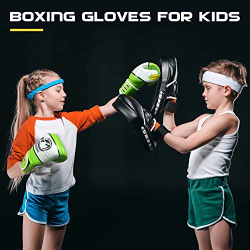 CKE Kids Boxing Gloves for Kids Boys Girls Junior Youth Toddlers Age 5-12 Years Training Boxing Gloves for Punching Bag Kickboxing Muay Thai - color: GREEN