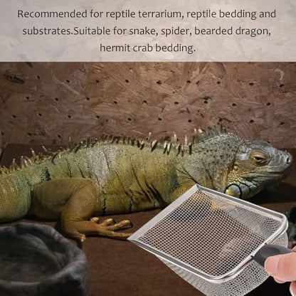 Reptile Sand Substrate Scoop Stainless Steel Litter Cleaner Shovel for Tortoise and Lizard Terrarium Maintenance