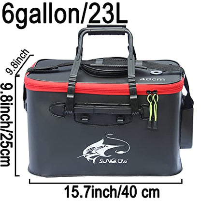Grneric Fishing Bucket, 6Gallon/8Gallon/10Gallon Foldable Fish Bucket,Live Fish Container Multi-Functional Live Fish Bait Bucket,Outdoor Camping EVA Fishing Bag and Fish Protection Bucket - color: 23l/6gallon(black)