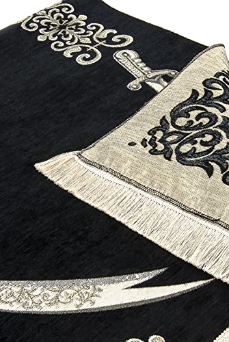 ihvan online Lux Muslim Prayer Rug, Janamaz, Portable Sajadah, Soft Prayer Rug, Praying Carpet Mat, Islamic Gifts for Ramadan Eid, Chenille Fabric, Black - color: Black /Model 8