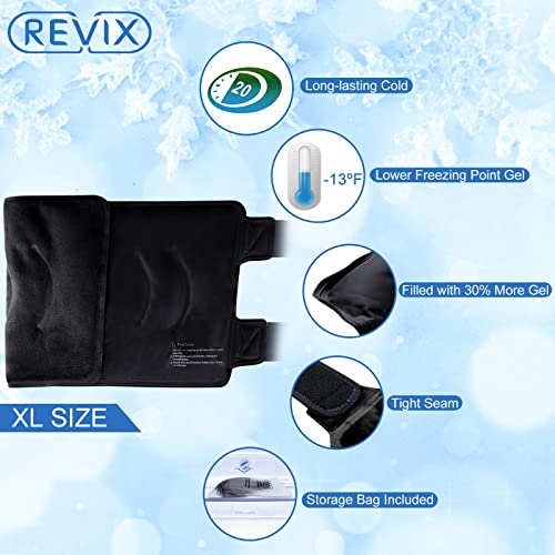 REVIX XL Ice Pack for Knee Replacement Recovery, Ice Wrap with Cold Compression for Discomfort and Fatigue, Gel Cold Pack Wrap Around Entire Knee, Promoting Flexibility and Mobility (Pack of 2) - size: XL (Pack of 2), style: Black-XL
