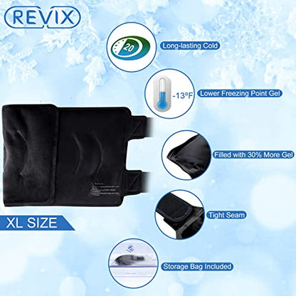 REVIX XL Ice Pack for Knee Replacement Recovery, Ice Wrap with Cold Compression for Discomfort and Fatigue, Gel Cold Pack Wrap Around Entire Knee, Promoting Flexibility and Mobility (Pack of 2) - size: XL (Pack of 2), style: Black-XL