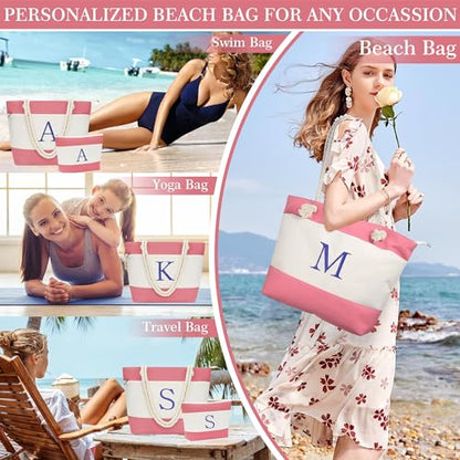 YOOLIFE Beach Bags for Women - Travel Canvas Beach Tote, Pool Waterproof Bag, Travel Essentials, Gifts for Women Birthday - color: Pink, style: K